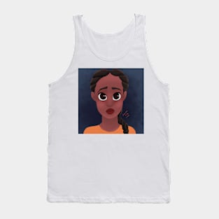 Girl in in Orange on Blue Background Tank Top